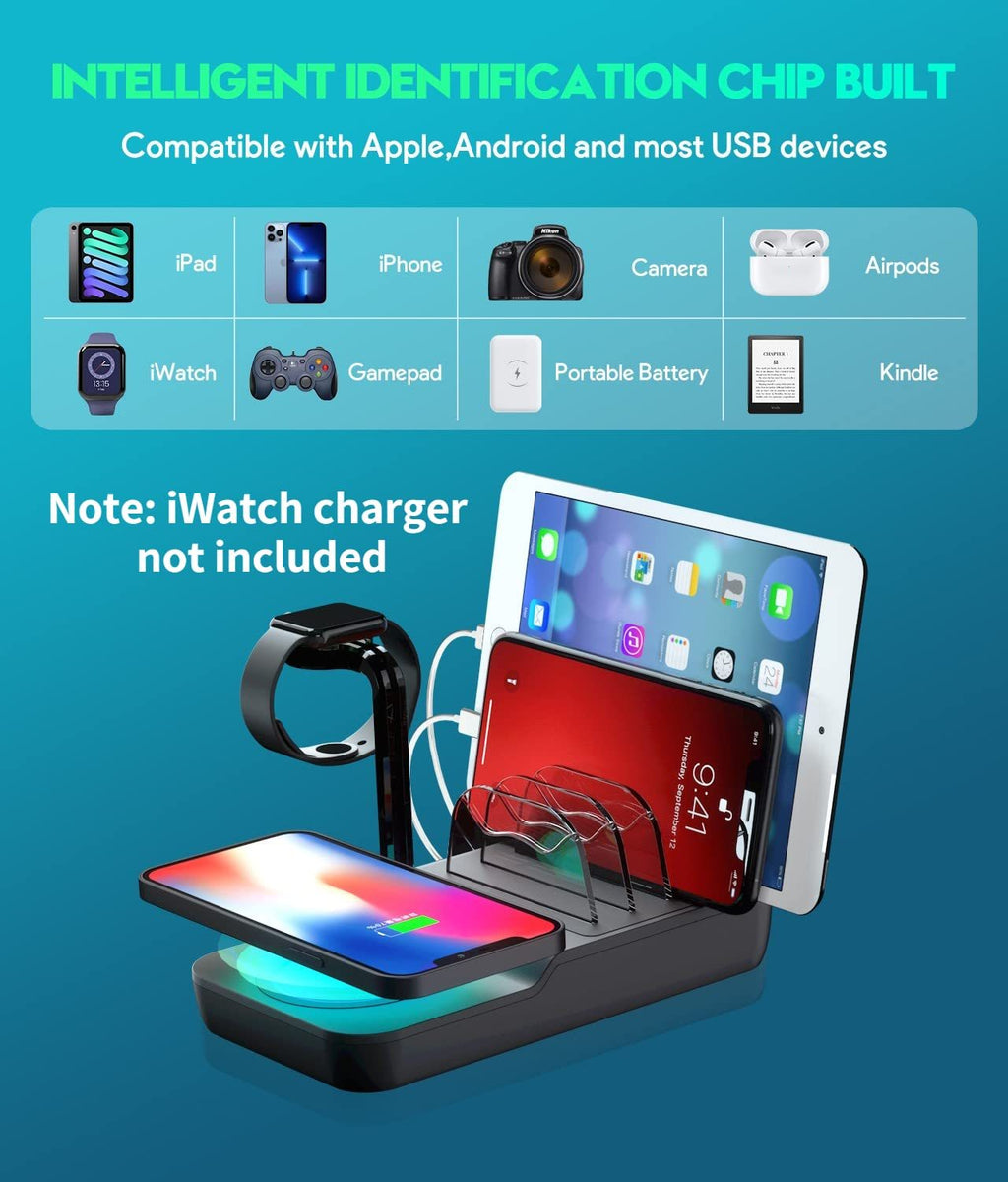 70W 5-in-1 Charging Station with 10W Wireless Charger – Fast USB-C PD & QC 3.0 Multi-Device Dock