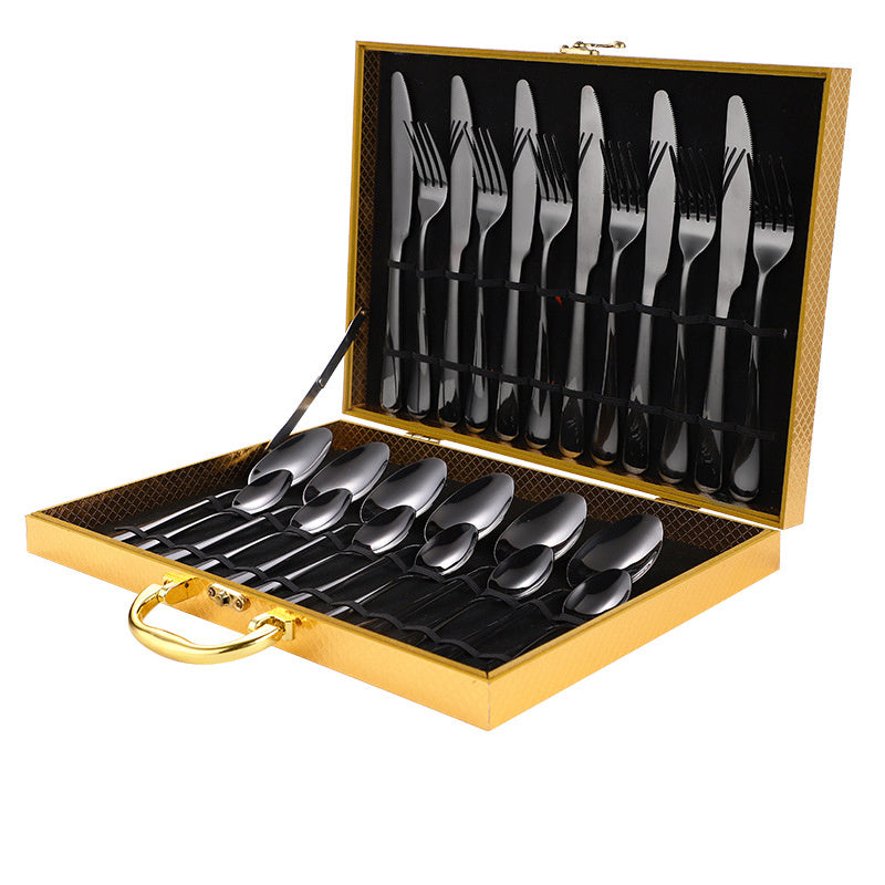 Luxury 24-Piece Stainless Steel Tableware Set – Premium Cutlery with Free 3–7 Day US Shipping
