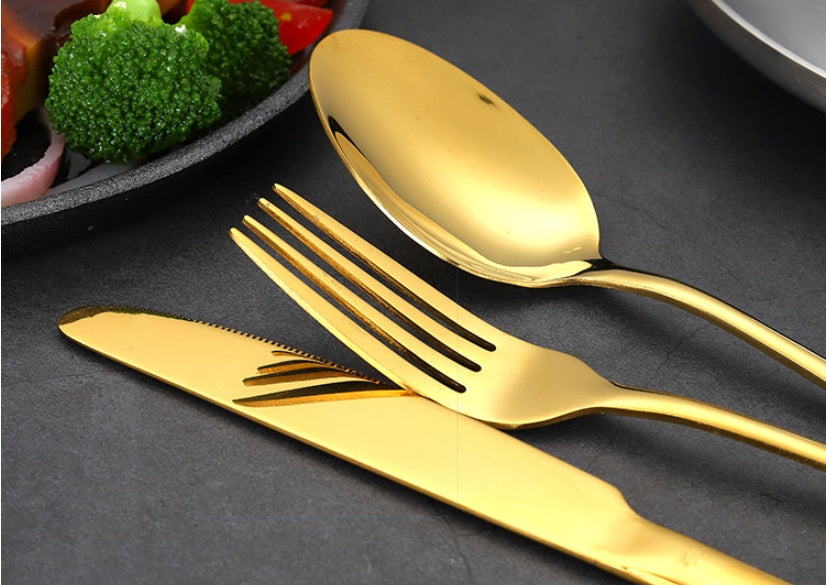 Luxury 24-Piece Stainless Steel Tableware Set – Premium Cutlery with Free 3–7 Day US Shipping