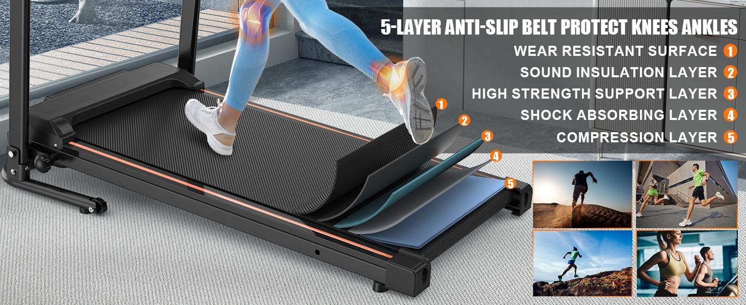 2.5HP Foldable Treadmill with App Control, Portable Home Walking Machine, 300LB Capacity, LED Display, Shock Absorption, Fast US Shipping