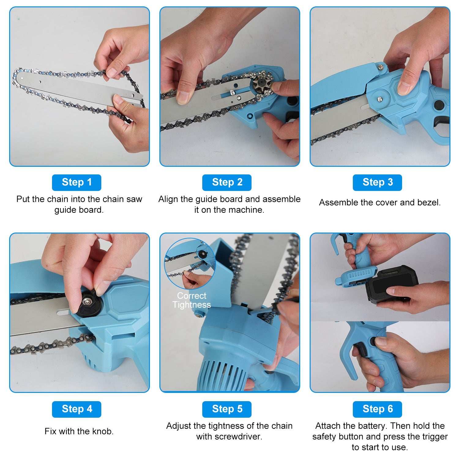 8-Inch Cordless Mini Chainsaw Kit with 2 Batteries – Portable Electric Handheld Saw for Pruning, UL & CE Certified