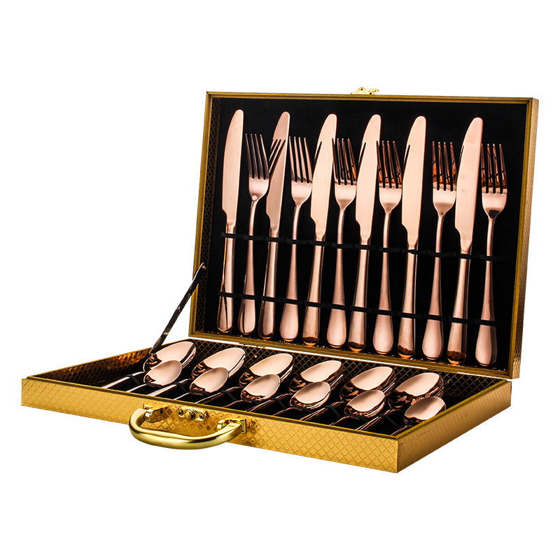 Luxury 24-Piece Stainless Steel Tableware Set – Premium Cutlery with Free 3–7 Day US Shipping