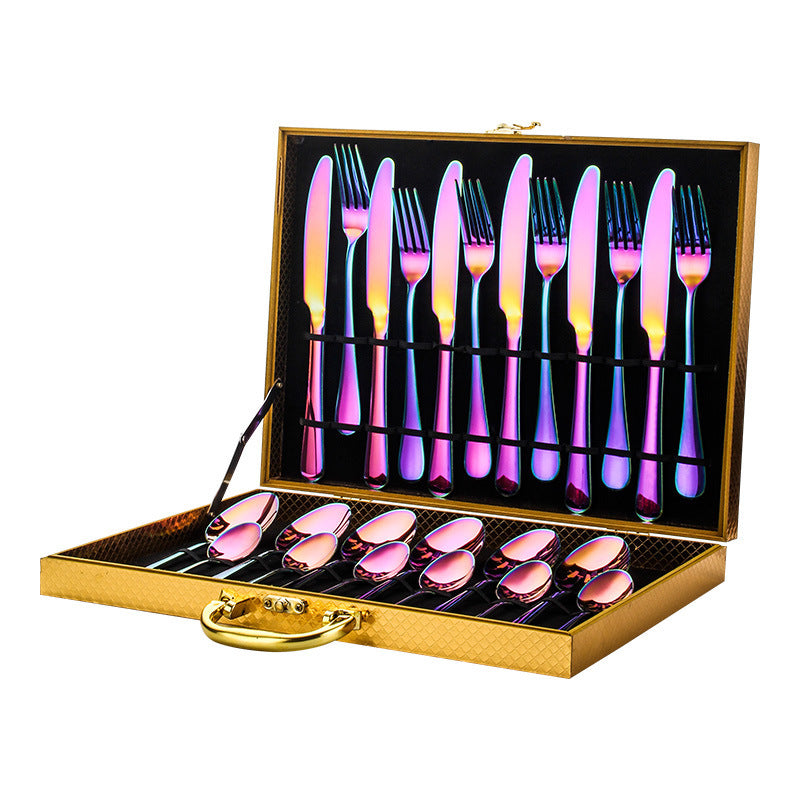 Luxury 24-Piece Stainless Steel Tableware Set – Premium Cutlery with Free 3–7 Day US Shipping
