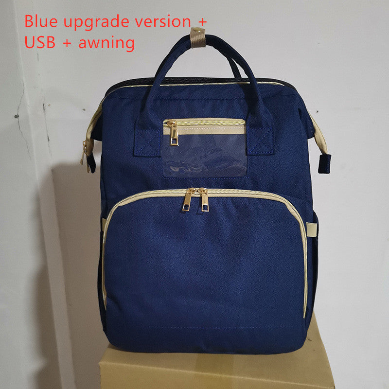 3-in-1 Diaper Bag Backpack with Foldable Baby Bed & USB Port – Large Capacity Travel Bassinet (Free Shipping 3–7 Days)