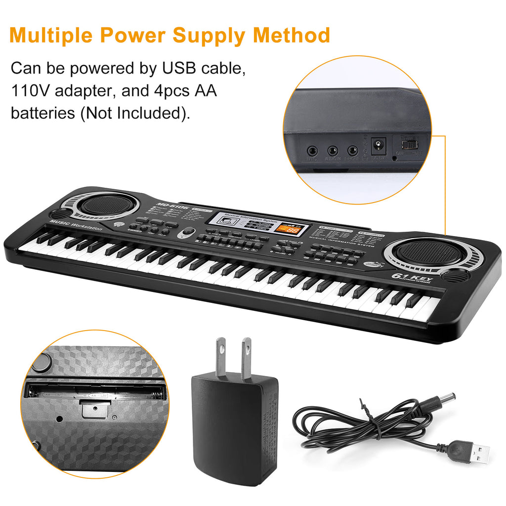 61-Key Digital Electronic Keyboard Piano with Microphone – Kids & Beginners | Fast US Shipping