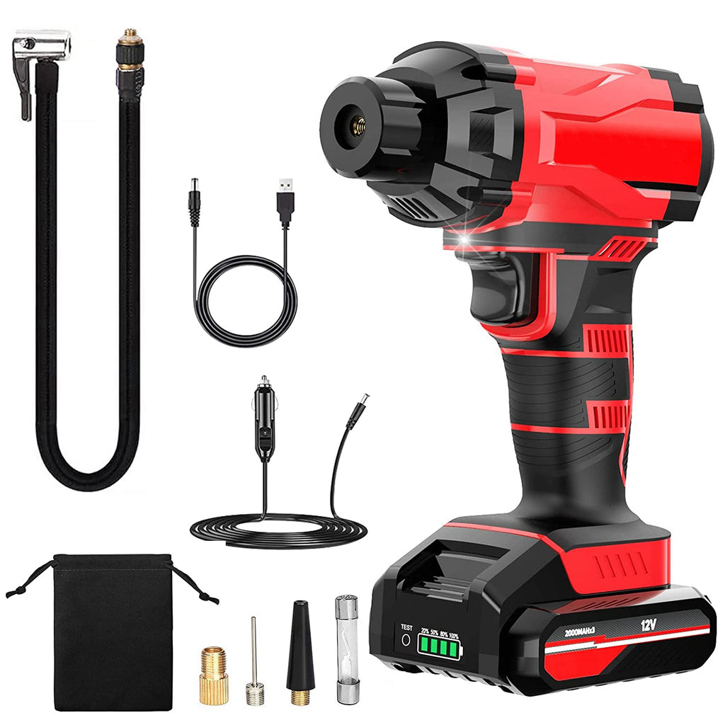 150PSI Cordless Tire Inflator – Portable Air Compressor with Digital Display, LED Light & Rechargeable Battery