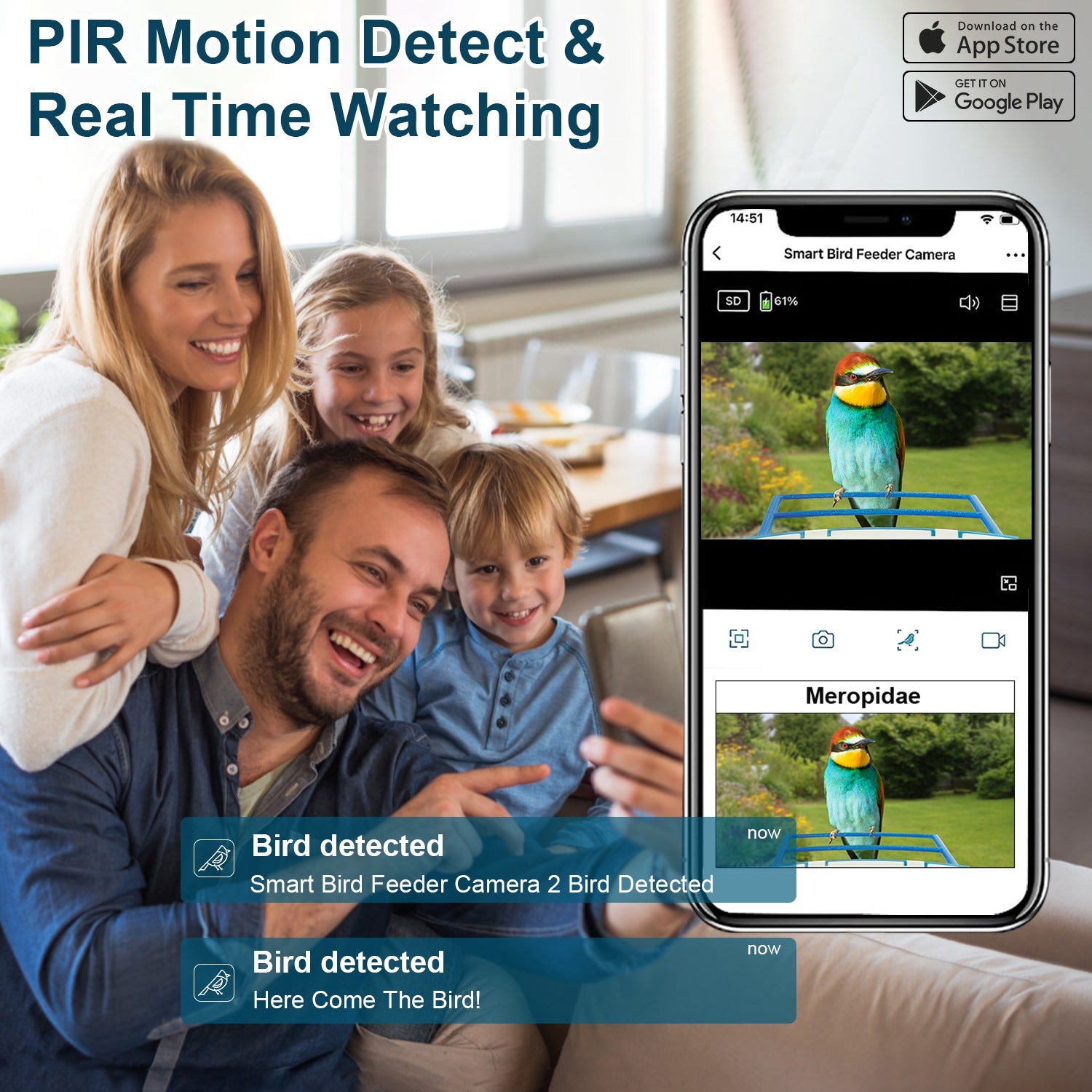 1080P Smart Bird Feeder Camera with Solar Panel, AI Bird Identification, Night Vision & Two-Way Audio (IP65 Waterproof)