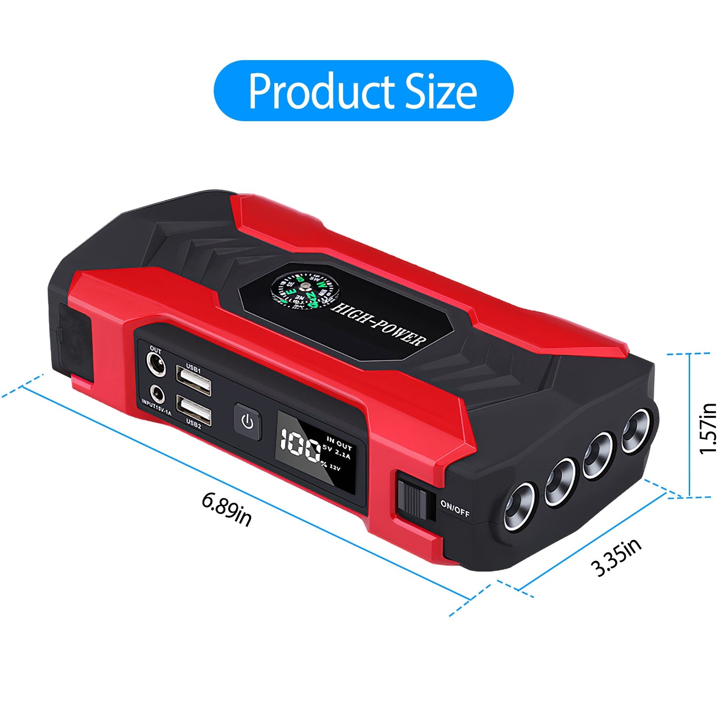 Car Jump Starter 800A 28000mAh – Portable Battery Booster with LCD & LED | Fast US Shipping