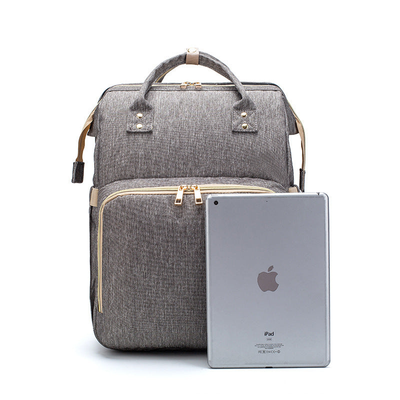 3-in-1 Diaper Bag Backpack with Foldable Baby Bed & USB Port – Large Capacity Travel Bassinet (Free Shipping 3–7 Days)