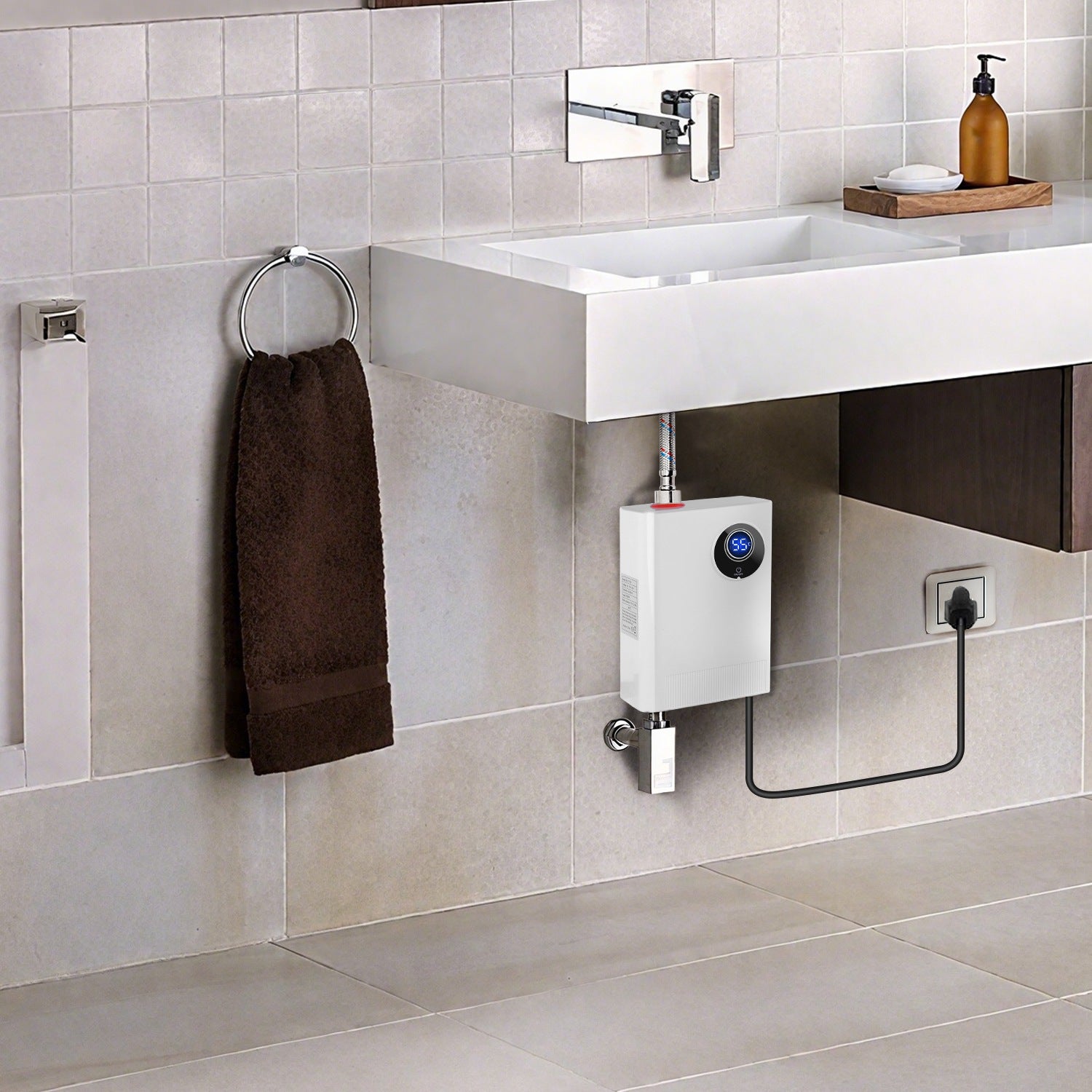 3000W Electric Tankless Water Heater with Digital Display – Instant Hot Water, UL Certified, 110–130V