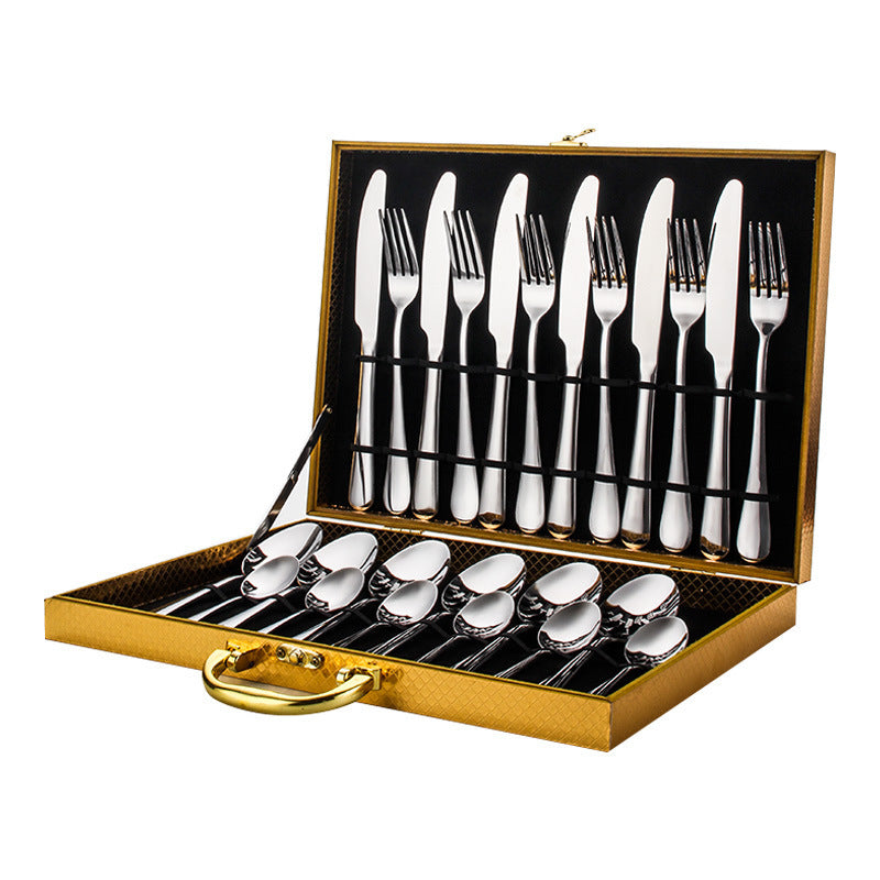 Luxury 24-Piece Stainless Steel Tableware Set – Premium Cutlery with Free 3–7 Day US Shipping