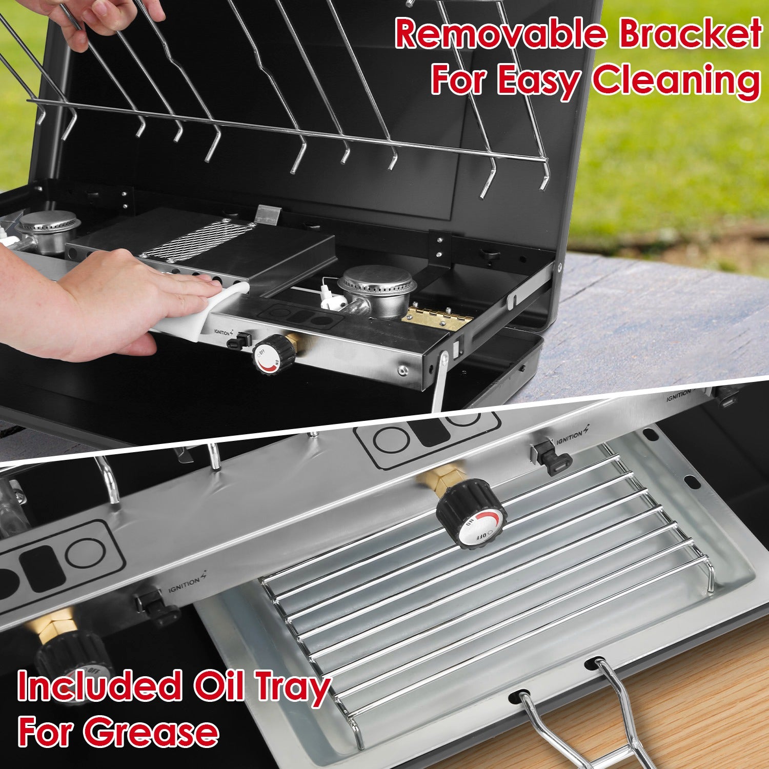 3-Burner Portable Camping Stove 20500 BTU Foldable Propane Gas Stove with Windproof Lid for Camping, RV, BBQ & Outdoor Cooking
