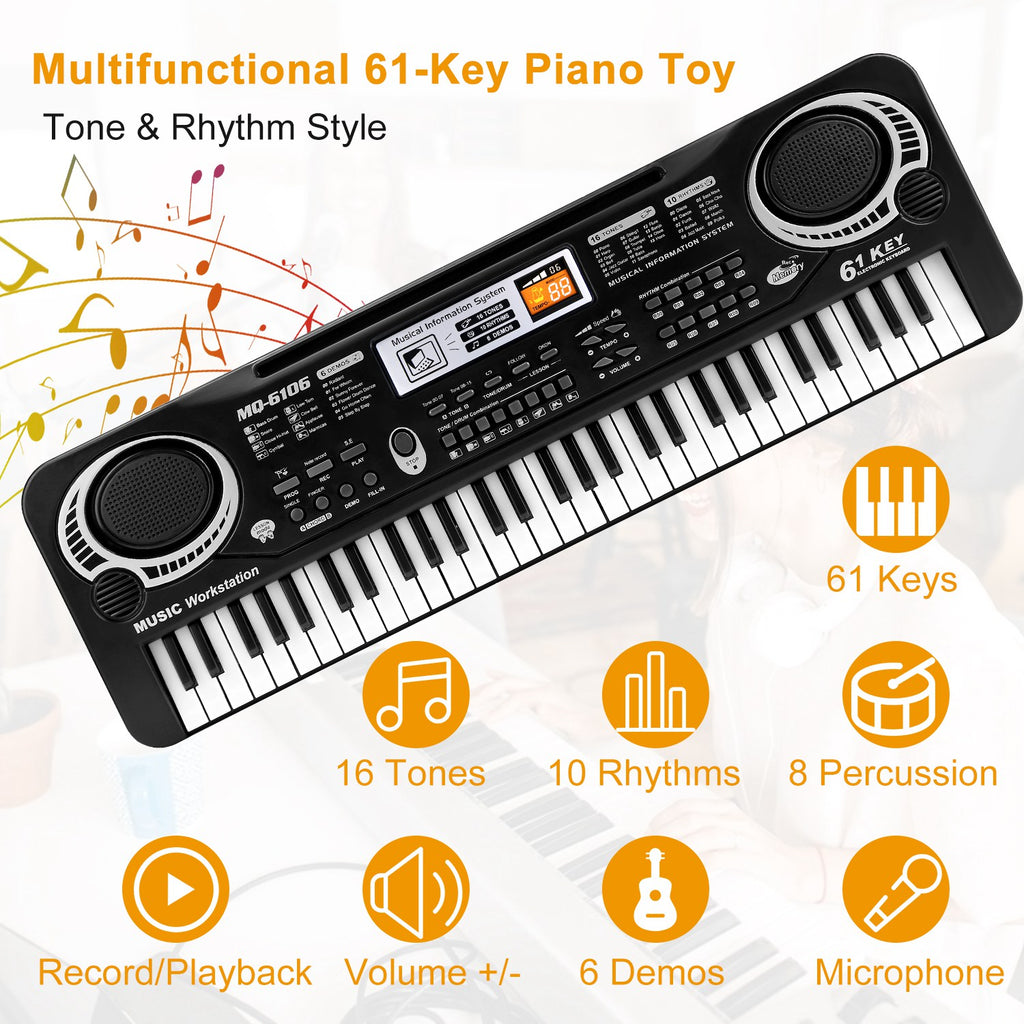 61-Key Digital Electronic Keyboard Piano with Microphone – Kids & Beginners | Fast US Shipping