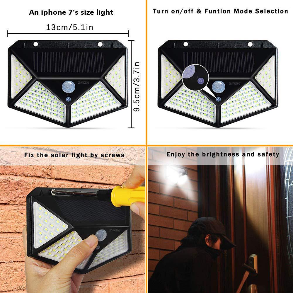100 LED Solar Wall Light with Motion Sensor – Waterproof Outdoor Security Lamp (Fast US Shipping)