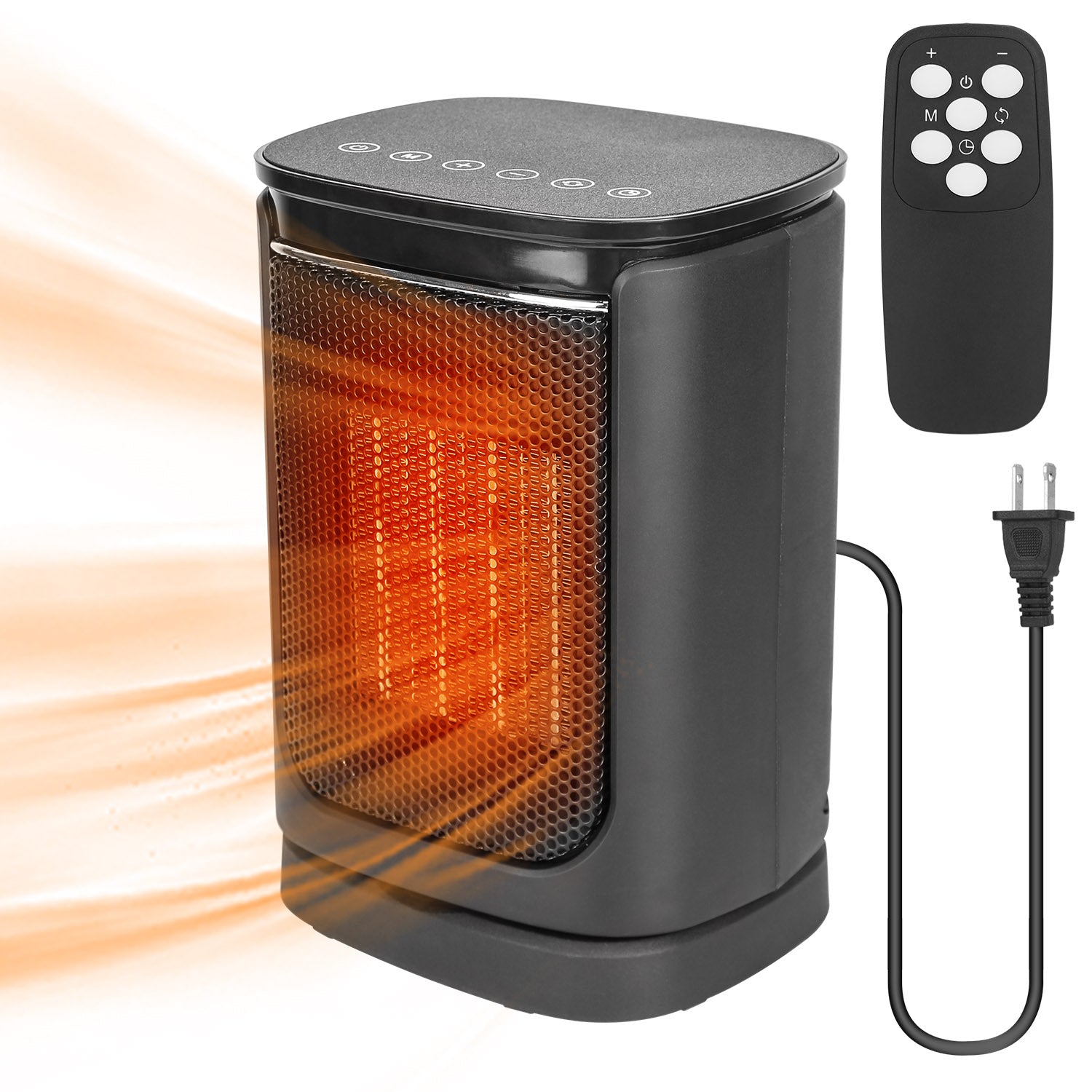1500W Ceramic Space Heater with Remote Control, 90° Oscillation, Digital Display, Fast Heating – Free Shipping USA