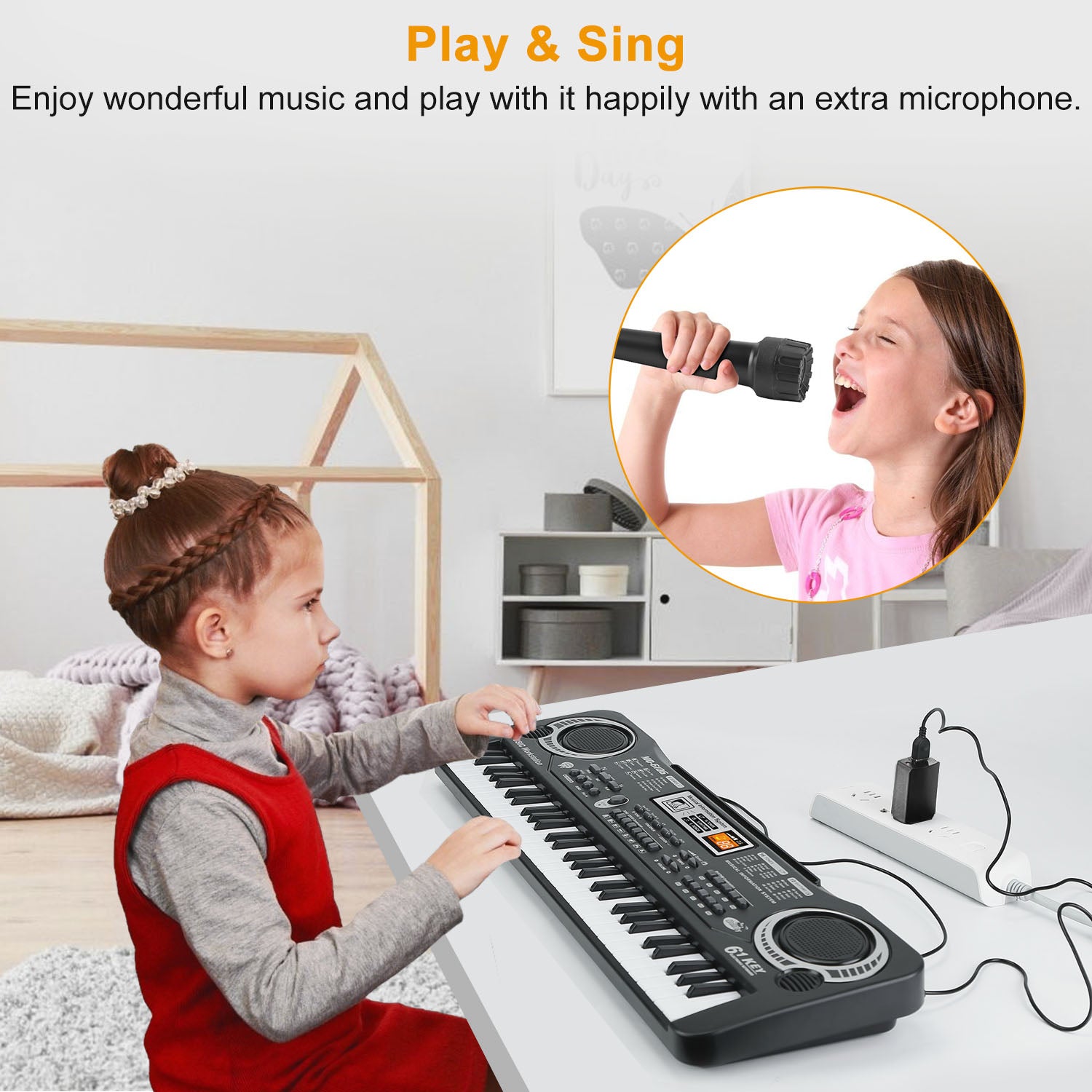 61-Key Digital Electronic Keyboard Piano with Microphone – Kids & Beginners | Fast US Shipping