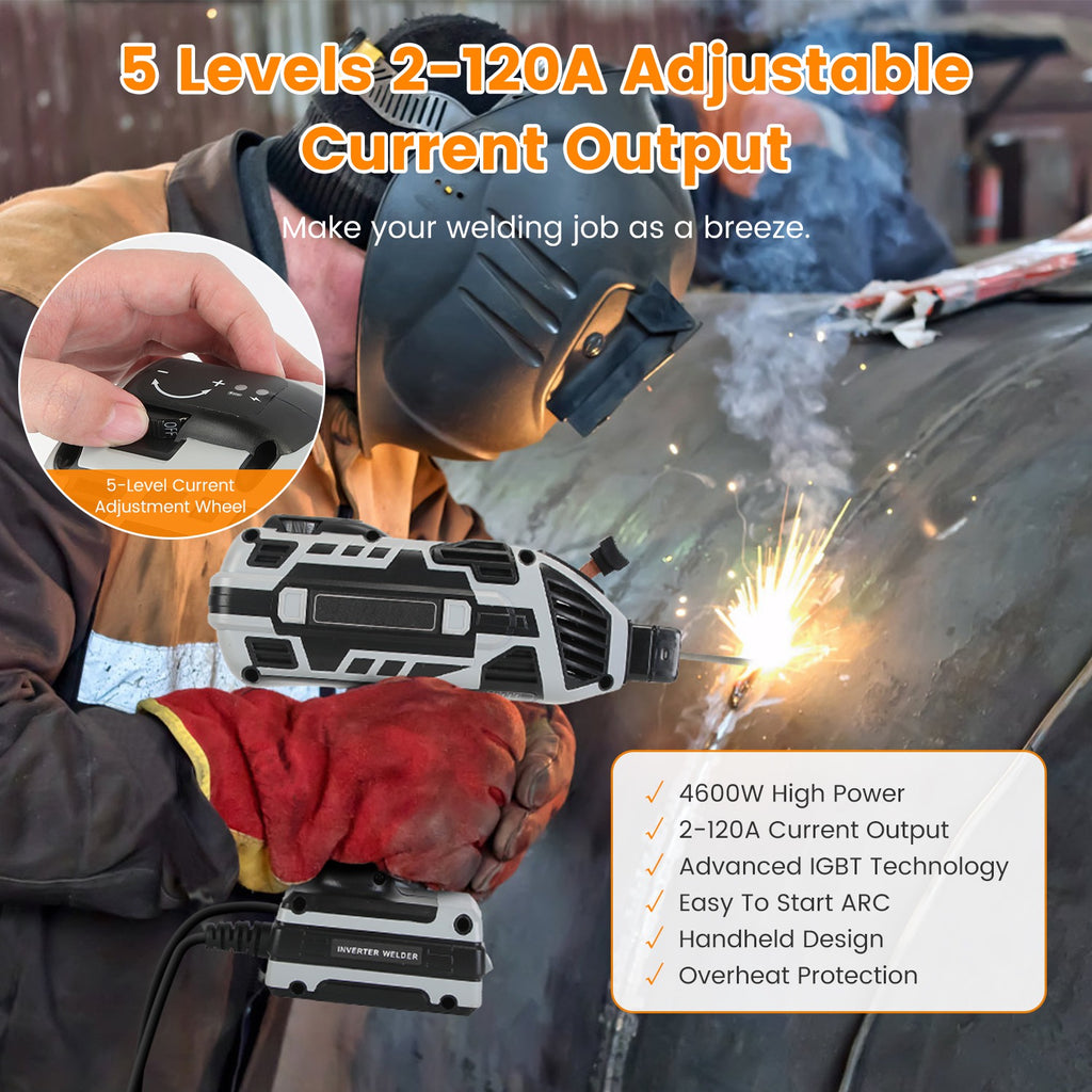 110V Portable Handheld Welding Machine 4600W | 20–120A ARC Welder with IGBT Inverter, UL Certified