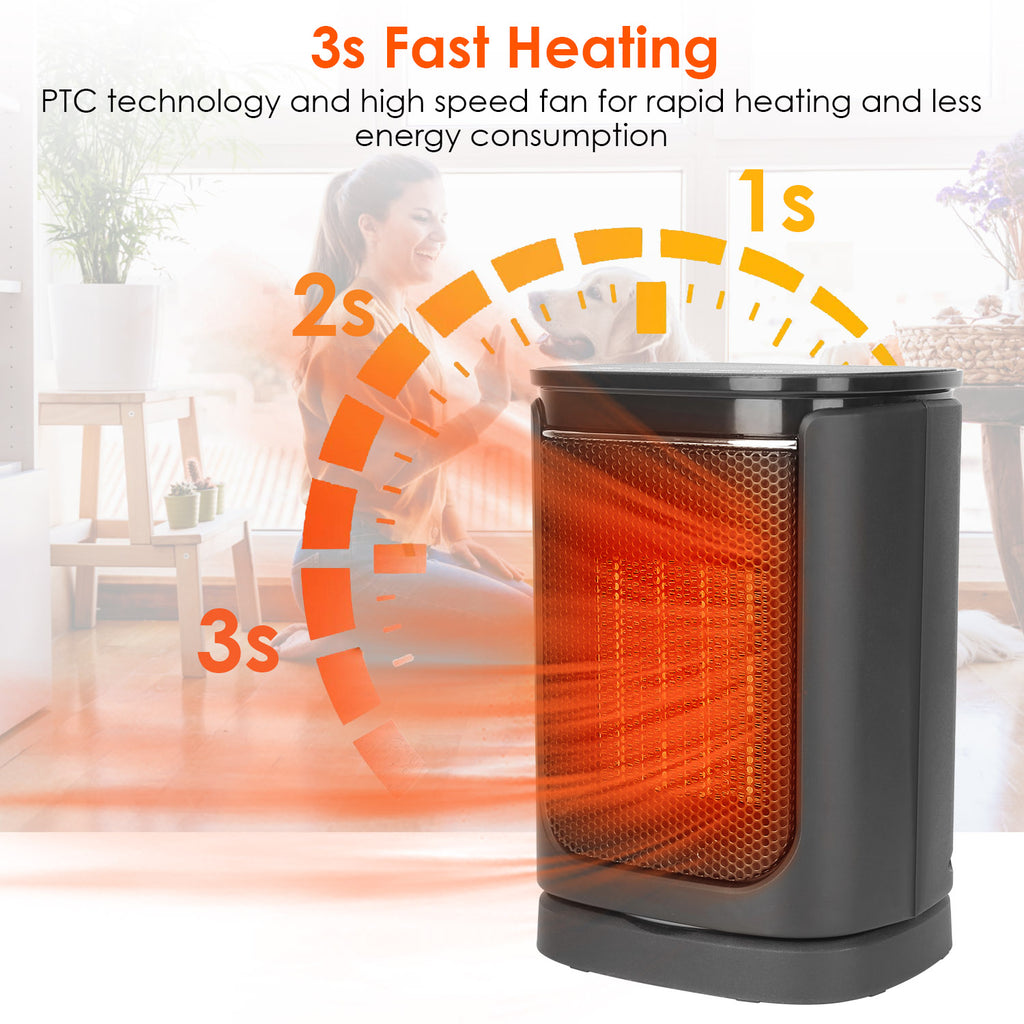 1500W Ceramic Space Heater with Remote Control, 90° Oscillation, Digital Display, Fast Heating – Free Shipping USA