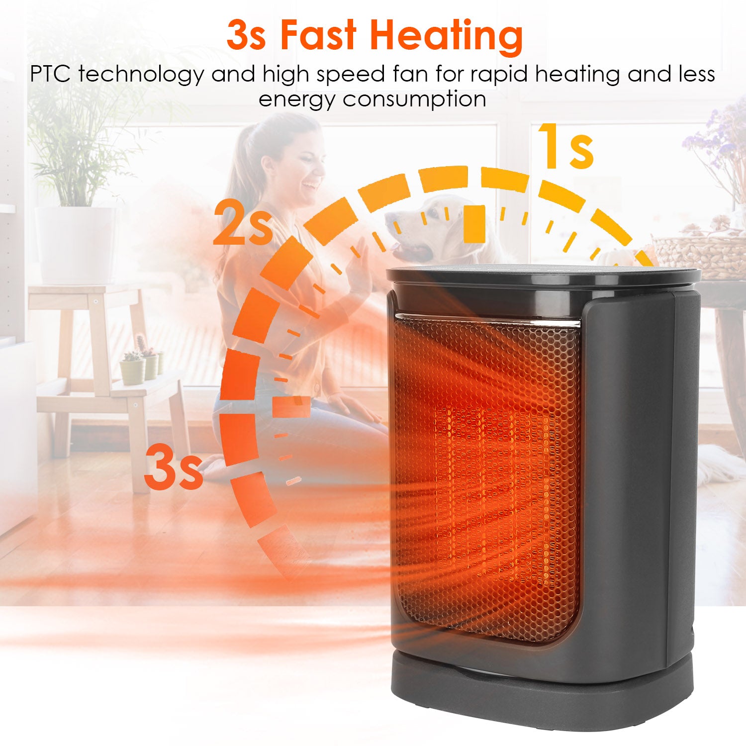 1500W Ceramic Space Heater with Remote Control, 90° Oscillation, Digital Display, Fast Heating – Free Shipping USA