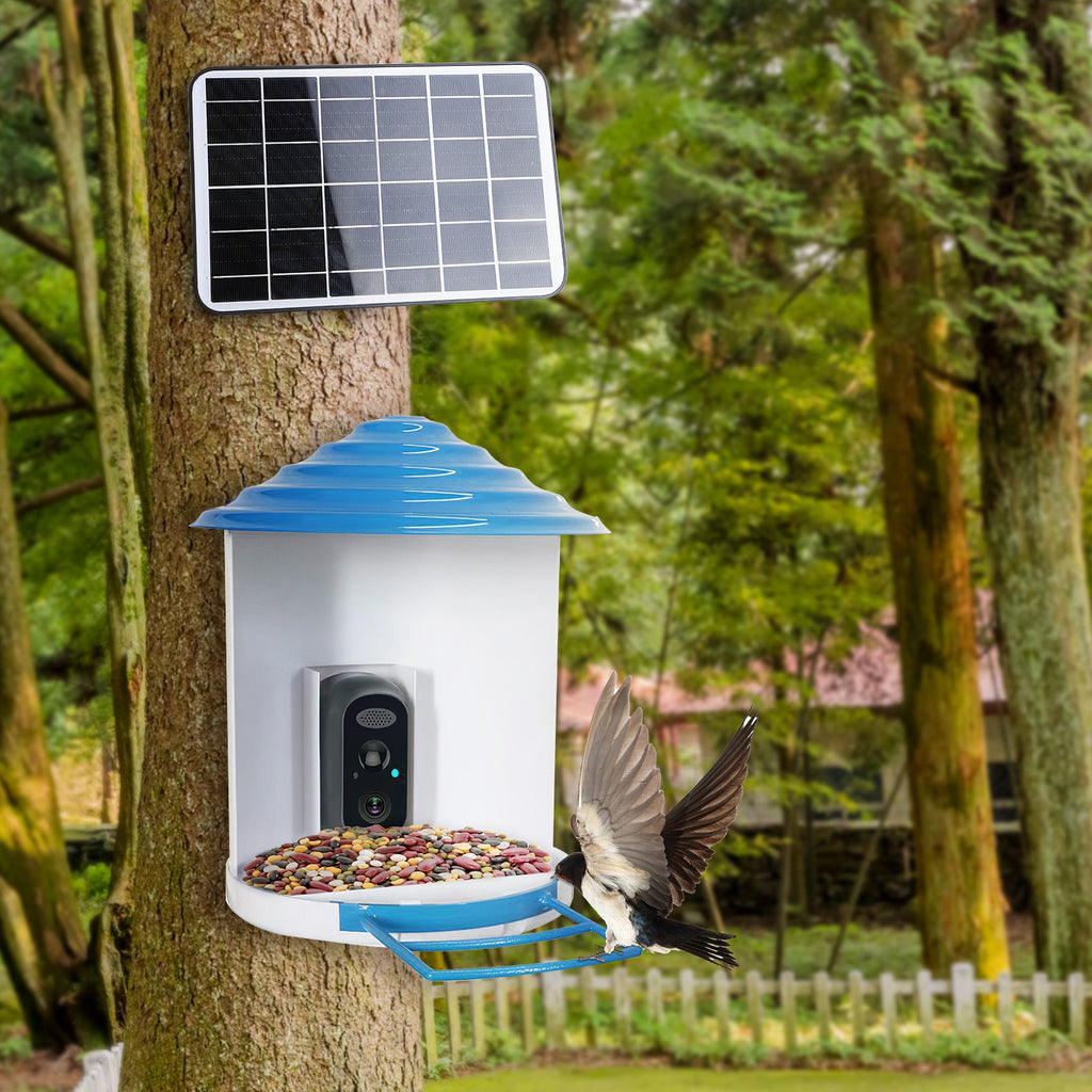 1080P Smart Bird Feeder Camera with Solar Panel, AI Bird Identification, Night Vision & Two-Way Audio (IP65 Waterproof)