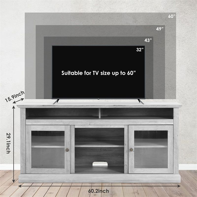 Vintage Wooden TV Stand – Farmhouse Rustic Media Console for Living Room (US Stock)