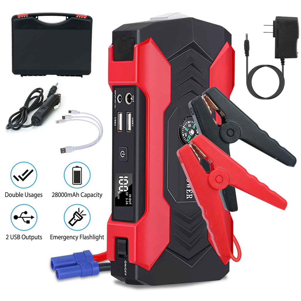 Car Jump Starter 800A 28000mAh – Portable Battery Booster with LCD & LED | Fast US Shipping
