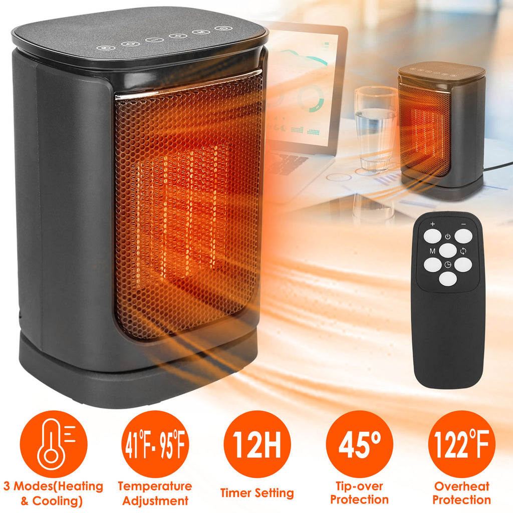 1500W Ceramic Space Heater with Remote Control, 90° Oscillation, Digital Display, Fast Heating – Free Shipping USA