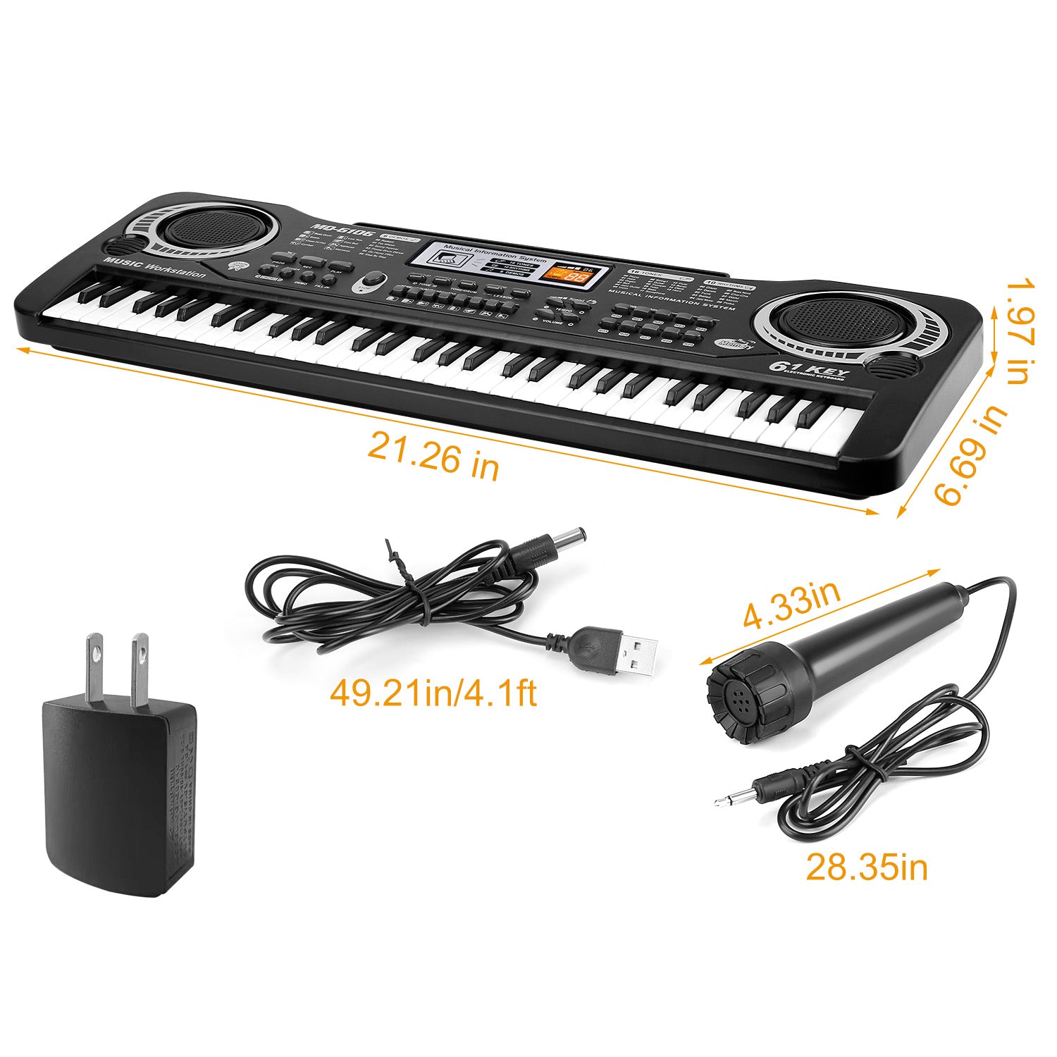 61-Key Digital Electronic Keyboard Piano with Microphone – Kids & Beginners | Fast US Shipping