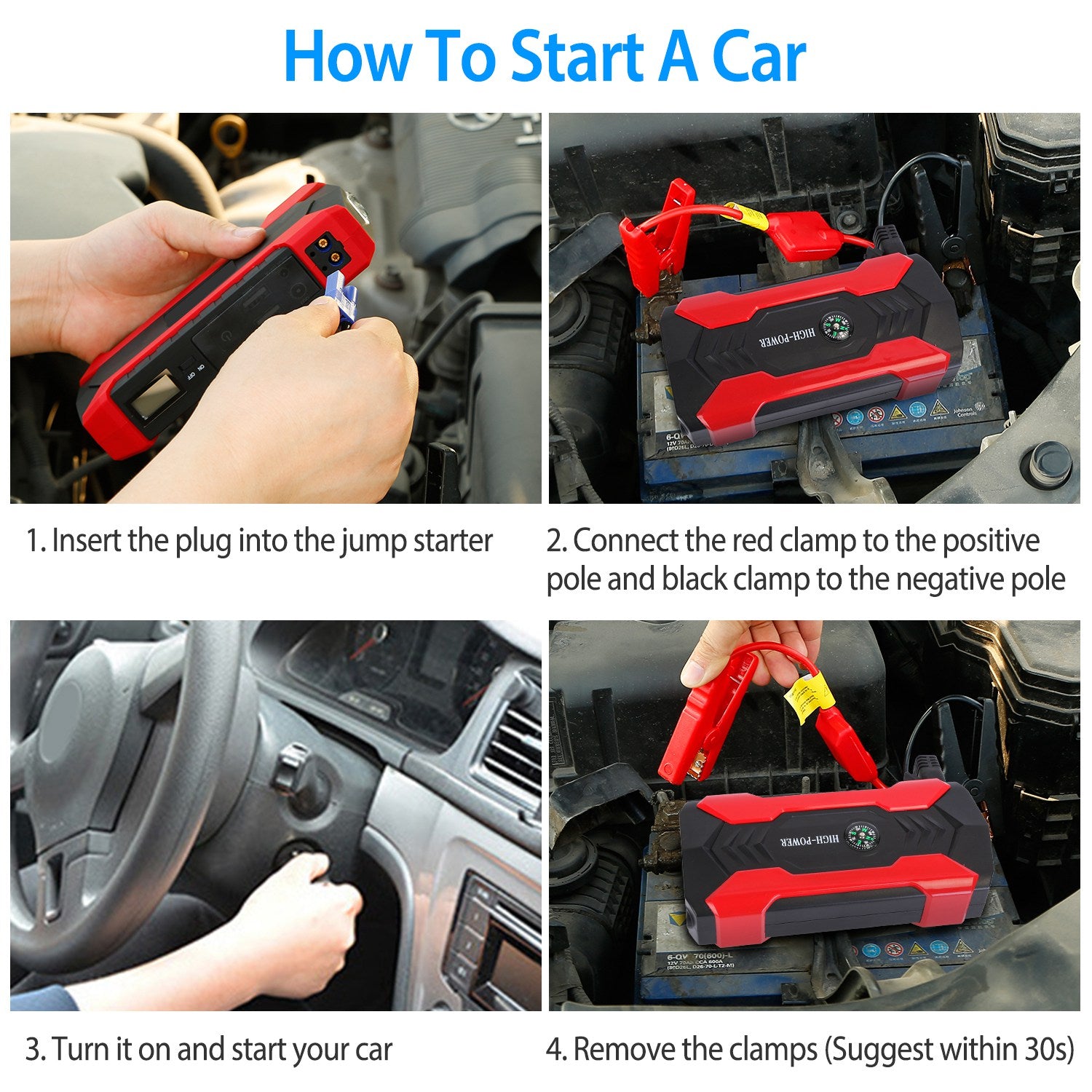Car Jump Starter 800A 28000mAh – Portable Battery Booster with LCD & LED | Fast US Shipping